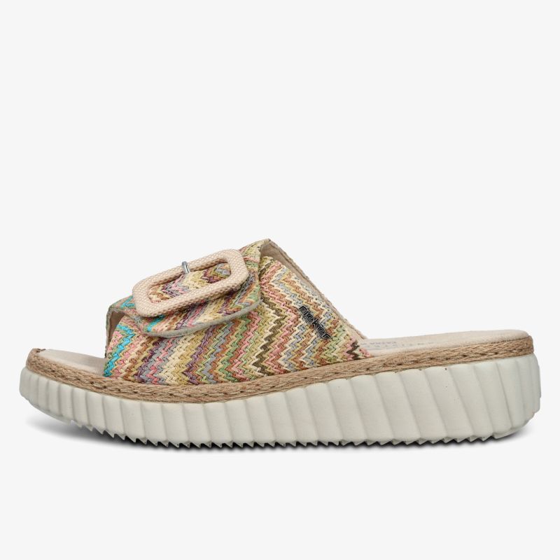 Leichte mehrfarbige Sandale mit komfortabler profilierter Sohle und modischem offenem Design