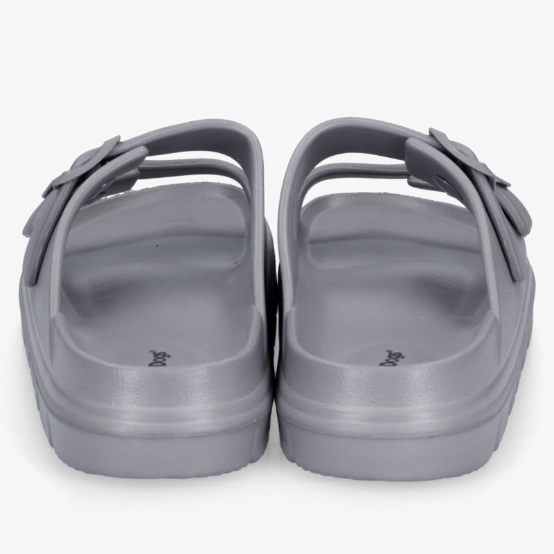 Graue Sandalen mit verstellbaren Riemen und weichem Fußbett, rutschfeste Sohle für bequemen Halt