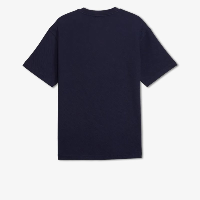 Dunkelblaues T-Shirt in klassischem Schnitt mit kurzen Ärmeln, schlicht und komfortabel