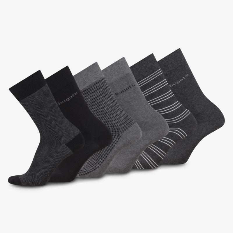 Set aus sechs Paar bequemen Socken in verschiedenen Grautönen, vielseitig und angenehm zu tragen