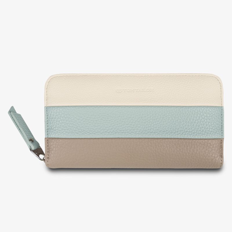 Dreifarbiges Portemonnaie mit Reißverschluss, kompakt und elegant, hochwertige Verarbeitung