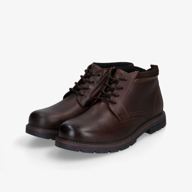 Robuste braune Lederstiefel mit gepolstertem Schaft und rutschfester Sohle, komfortabel und langlebig