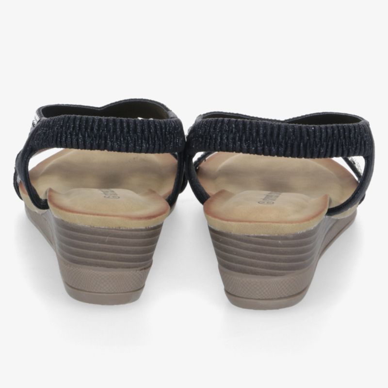 Bequeme Sandalen mit elastischem Riemen und stabilem Keilabsatz, komfortabel gepolsterte Innensohle