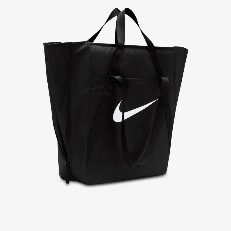 Schwarze Tasche mit großem Logo und robustem Material, perfekt für den Alltag geeignet