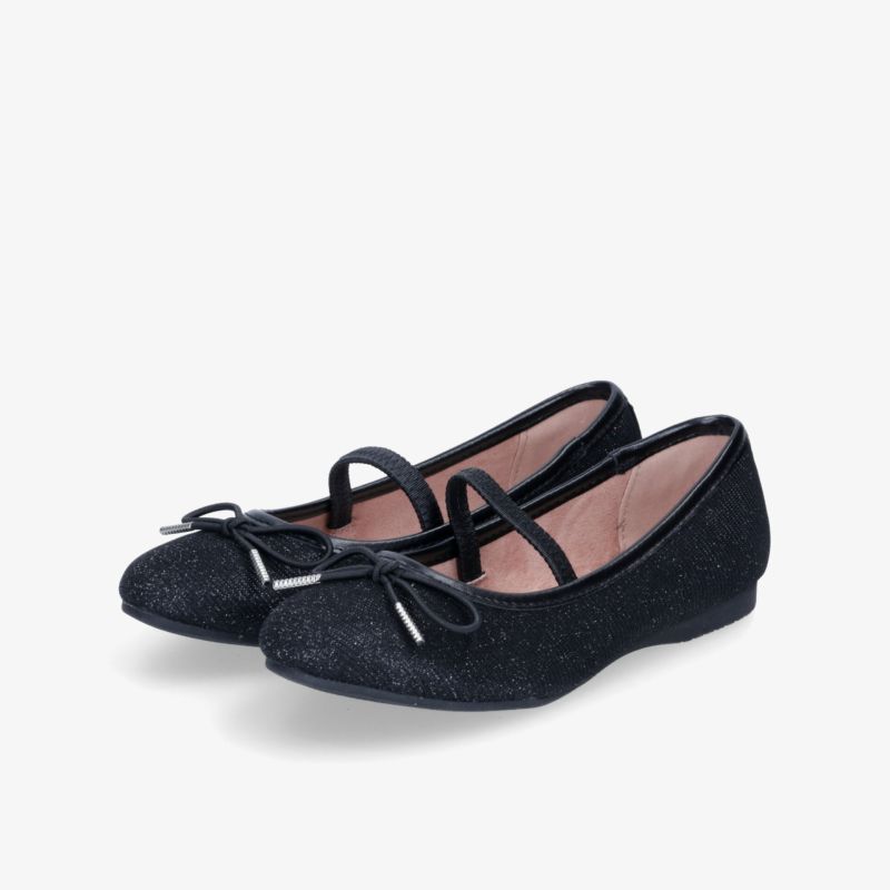 Schwarze Ballerinas mit Schleife, elegant und komfortabel, flexibles Material und rutschfeste Sohle