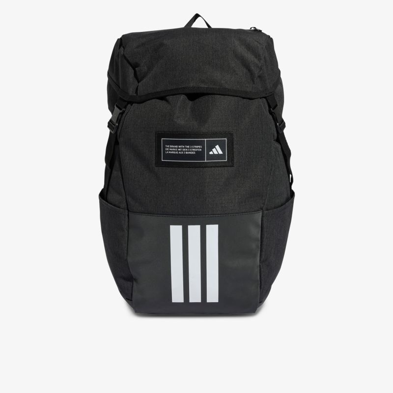 Schwarzer praktischer Rucksack mit großem Hauptfach und reflektierenden Streifen für hohe Sichtbarkeit