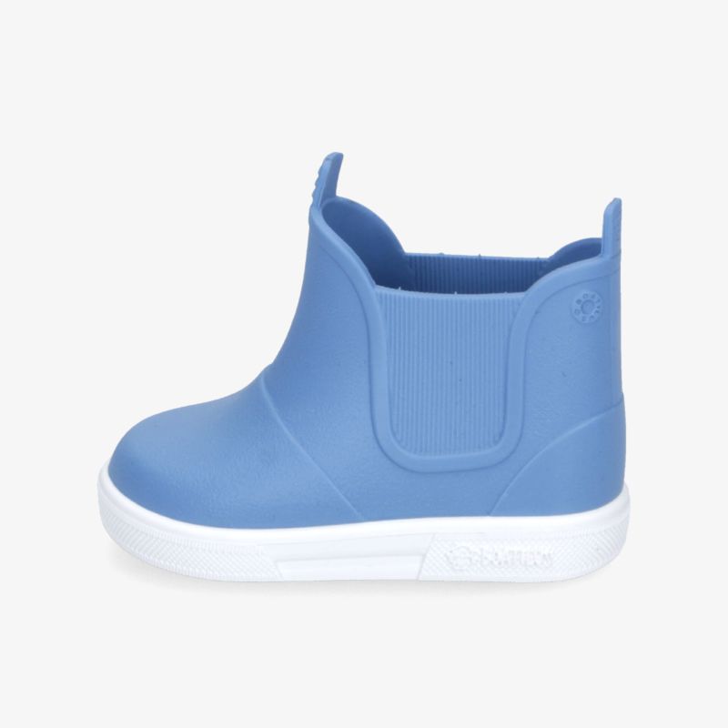 Leichter blauer wasserdichter Gummistiefel mit rutschfester Sohle und elastischen Seiteneinsätzen für Komfort