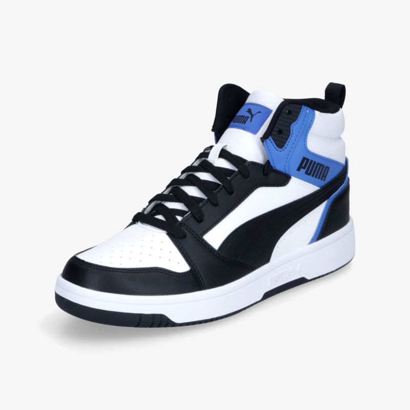 Moderner Puma Sneaker mit robustem Design, hohem Schuhkragen und komfortabler Passform in blau, schwarz und weiß