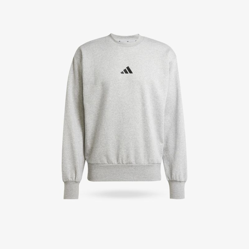 Grauer langärmliger Sweatshirt mit Rundhalsausschnitt und adidas Logo, bequem und sportlich geschnitten