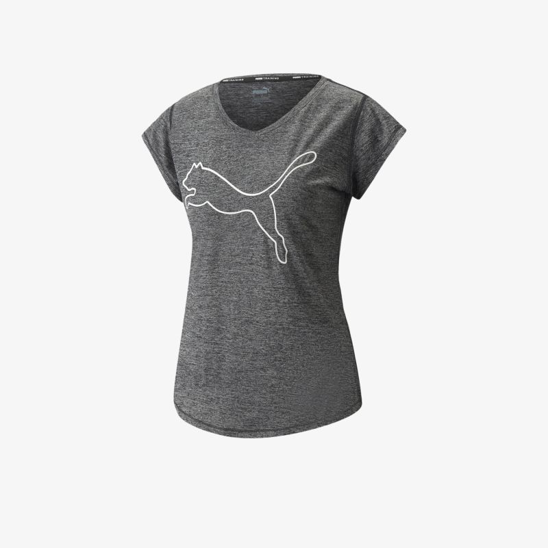 Sportliches graues T-Shirt mit V-Ausschnitt aus leichtem, atmungsaktivem Material für hohen Tragekomfort