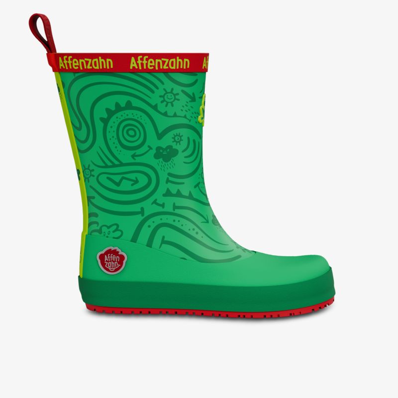 Grüner Gummistiefel mit rutschfester Sohle, bequem und robust für trockene Füße bei jedem Wetter