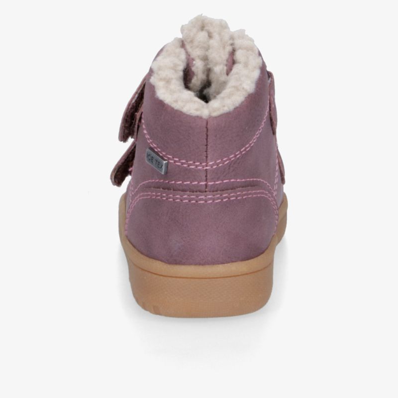 Rosa Winterstiefel mit warmem Innenfutter und praktischem Klettverschluss, robust und komfortabel