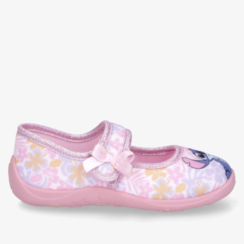 Leichter rosa Kinderschuh mit Blumenmuster und dekorativer Schleife, weiches Material für komfortables Tragen