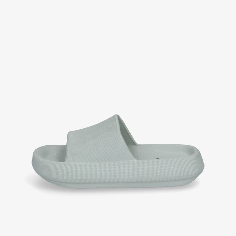 Grauer bequemer Badslipper mit rutschfester Sohle und weichem Fußbett, ideal für Badezimmer und Pool