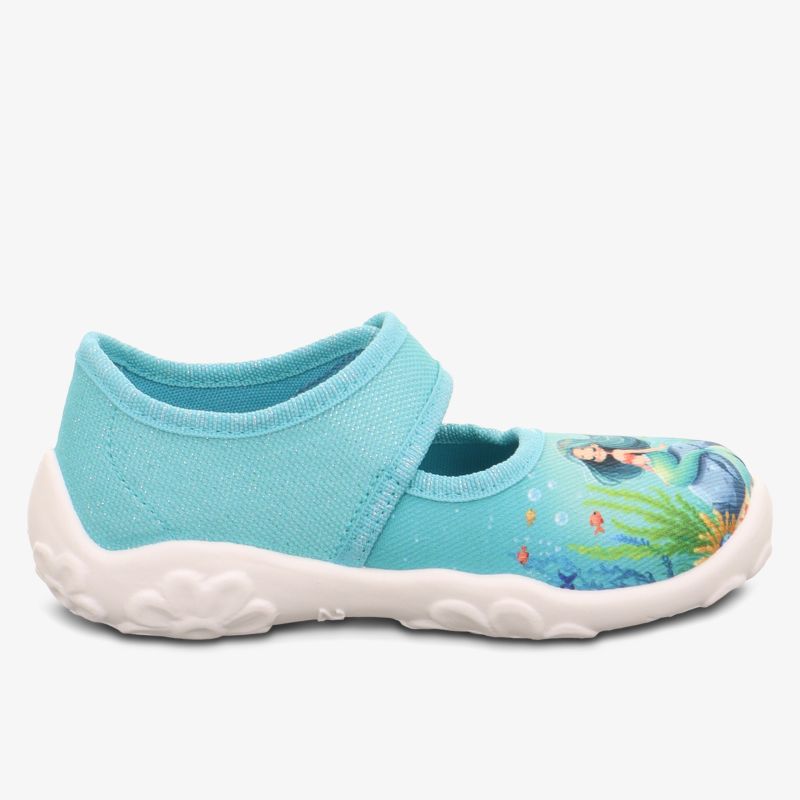 Leichter Kinderschuh mit flexiblem Riemen und farbenfrohem Muster für optimalen Tragekomfort