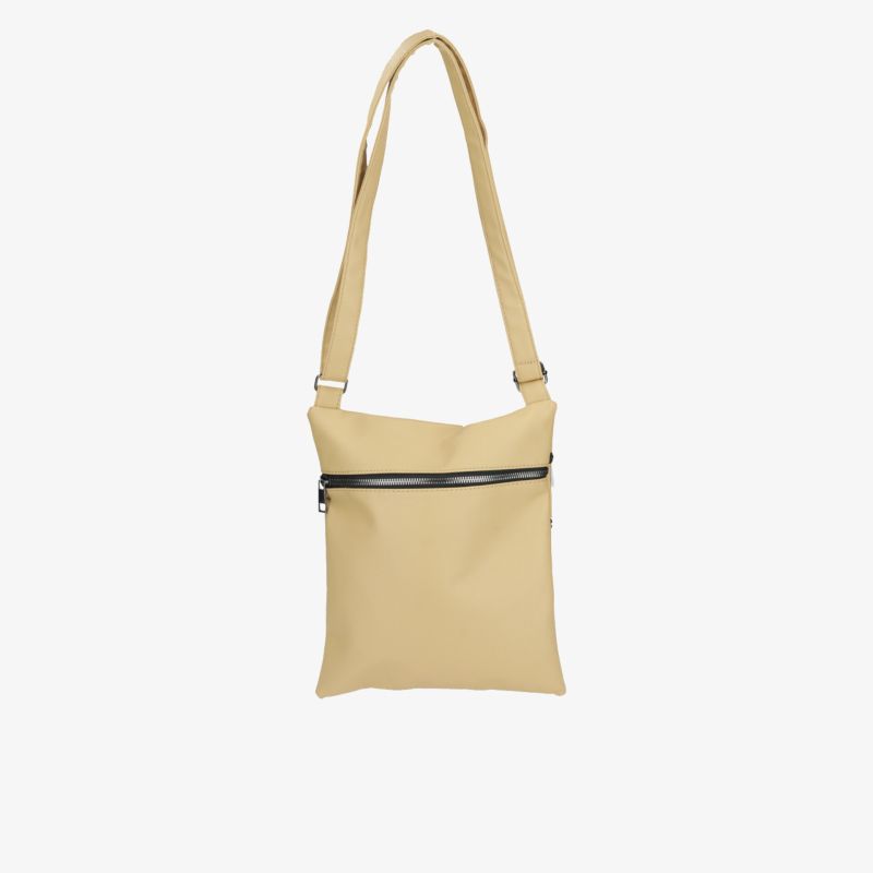 Beige Umhängetasche mit verstellbarem Träger und praktischem Reißverschluss, schlankes leichtes Design