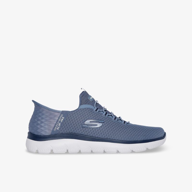 Leichter sportlicher Sneaker in Blau mit atmungsaktivem Obermaterial und flexibler Sohle, seitliche Ansicht