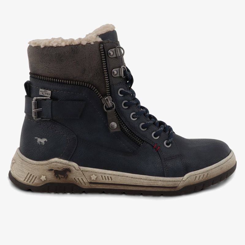 Warmer Winterstiefel mit Fellfutter, robustem Schnürverschluss und modischer Schnalle für bequemen Halt und guten Grip