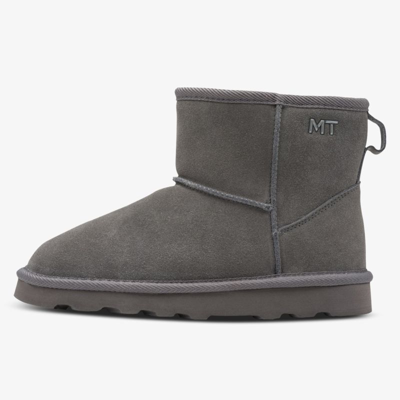 Grauer bequemer Schuh mit rutschfester Sohle, ideal für kalte Tage, warm und leicht