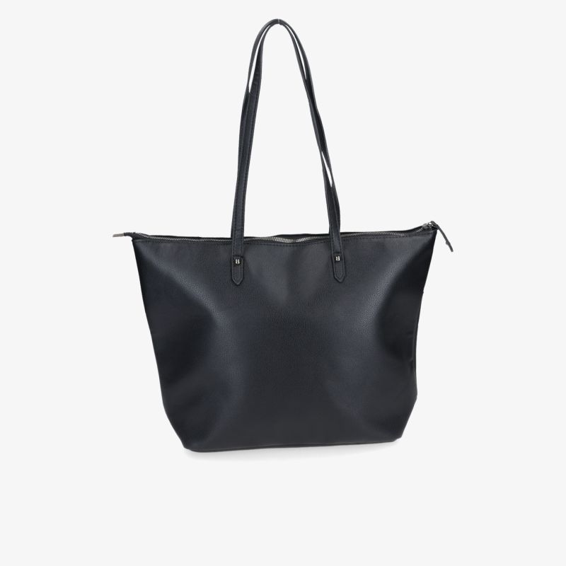 Schwarze Umhängetasche mit geräumigem Innenraum und robusten Henkeln, elegante und praktische Alltagstasche