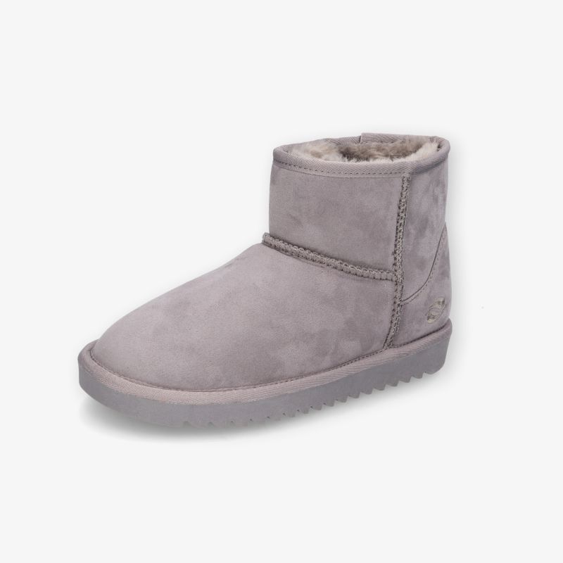 Grau gefütterter Winterstiefel mit weichem Material und rutschfester Sohle für hohen Komfort