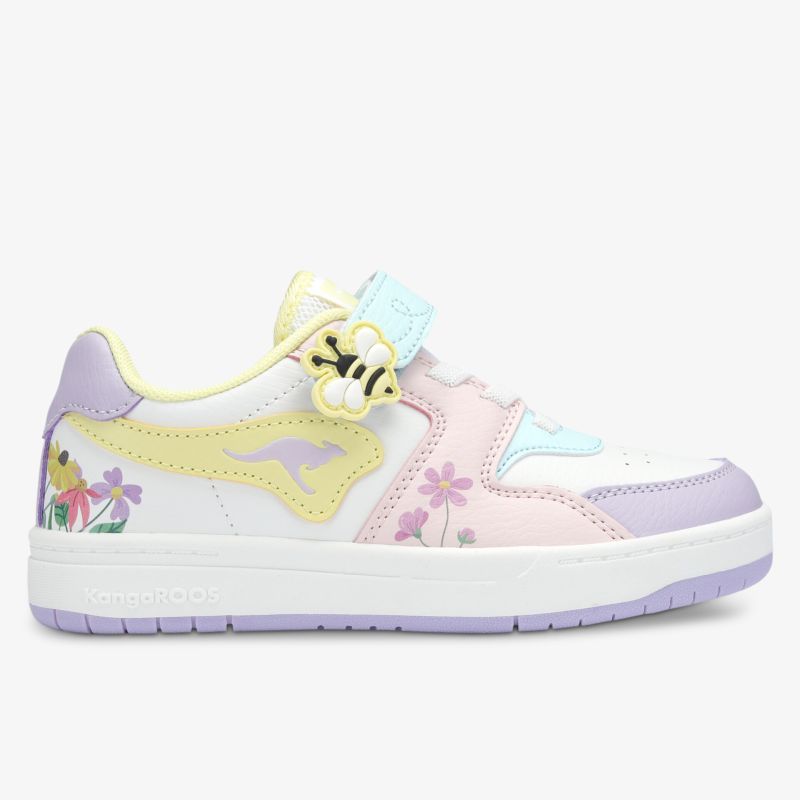 Bunte Kinder Sneaker mit bequemer Passform, robuster Gummisohle und verspieltem Bienen-Design seitliche Ansicht