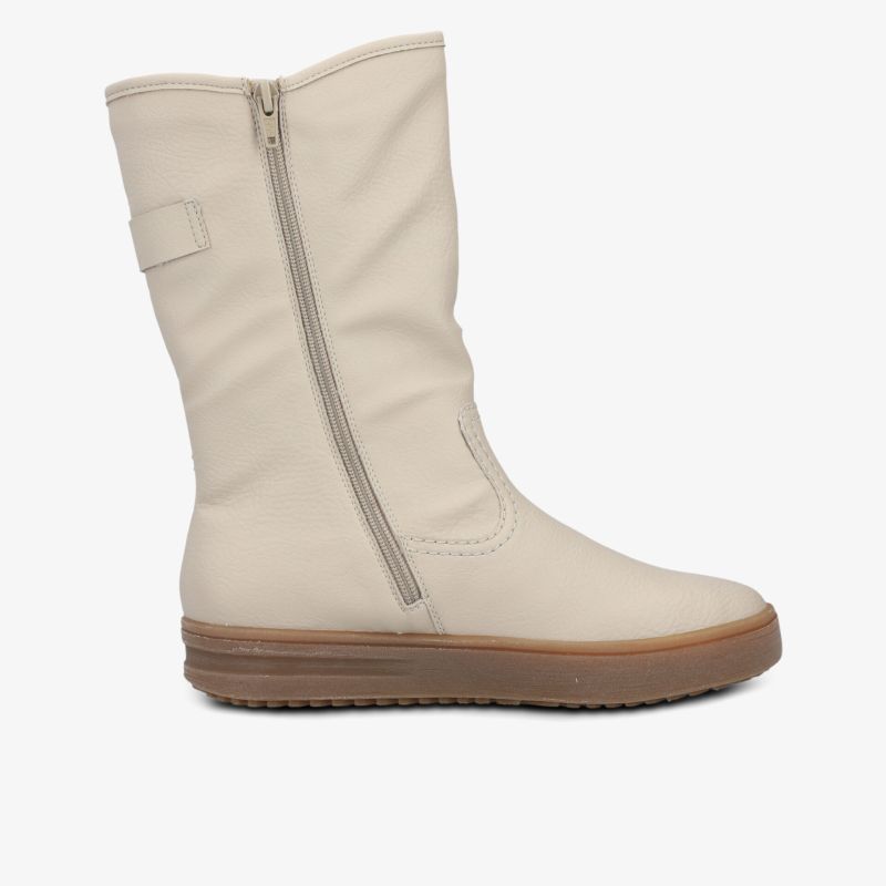 Bequemer heller Stiefel mit robustem Reißverschluss und weicher, komfortabler Sohle für angenehmes Tragegefühl