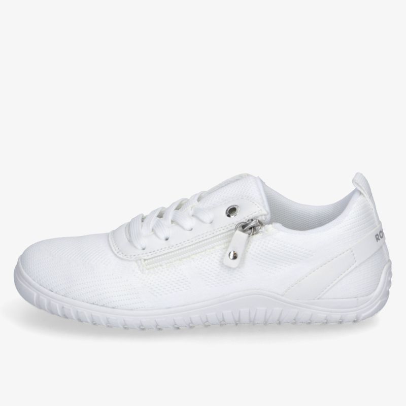 Moderner weißer Sneaker mit seitlichem Reißverschluss und rutschfester Sohle für hohen Tragekomfort