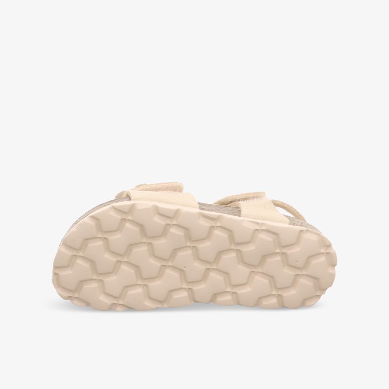 Beige Schuhsohle mit strukturiertem, rutschfestem Profil für optimalen Halt und Komfort