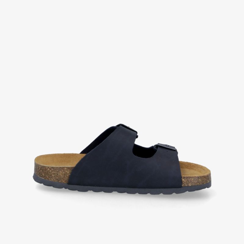 Bequemer schwarzer Schuh mit ergonomischer Form und rutschfester Sohle seitliche Ansicht