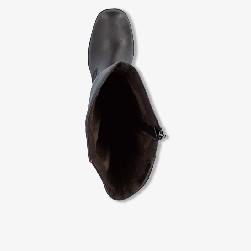 Schwarzer Schuh mit elegantem Design und stabilem Reißverschluss aus der Draufsicht
