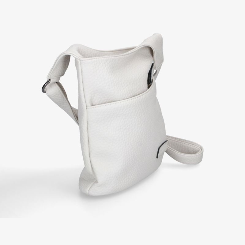 Leichte weiße Umhängetasche mit verstellbarem Gurt und praktischer Fronttasche in modernem, minimalistischem Design