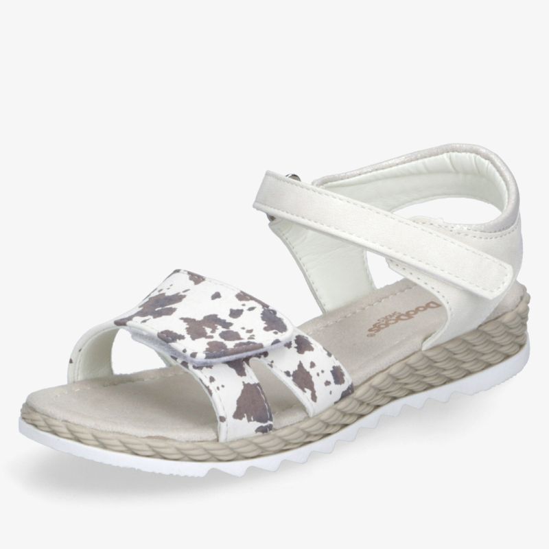 Weiß-beige Sandale mit gepolsterter Innensohle und verstellbarem Klettverschluss für optimalen Tragekomfort