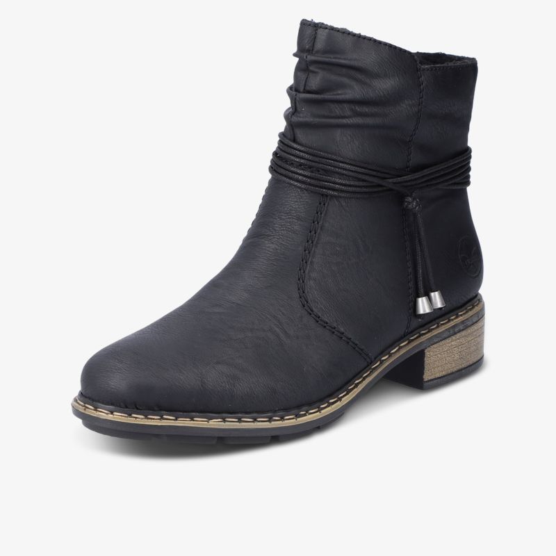 Schwarze Stiefelette mit flexiblem Material und bequemem Absatz, ideal für Alltag und Freizeit