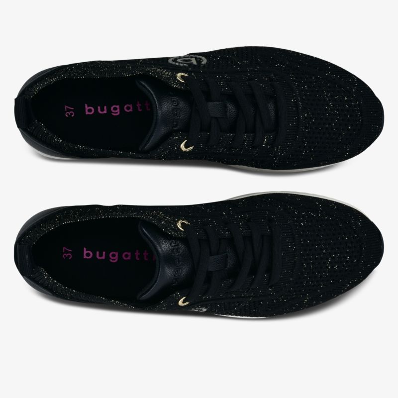 Elegante schwarze Schuhe mit schimmerndem Finish und subtilen Details, ideal für vielseitigen Einsatz.