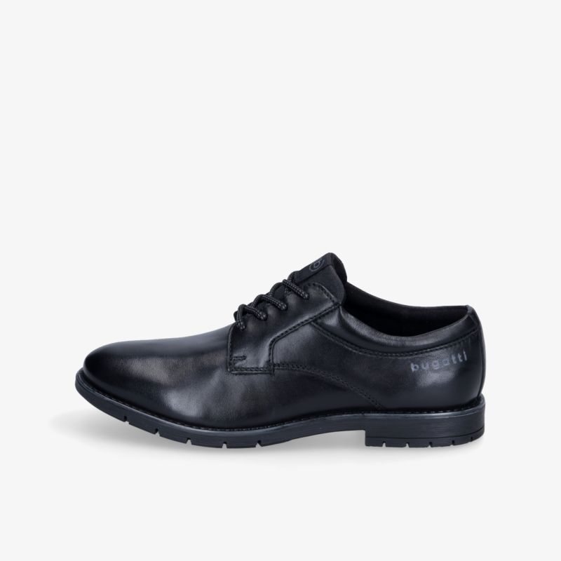 Eleganter schwarzer Lederschuh mit robustem Design und hohem Tragekomfort, ideal für stilvolle Anlässe.