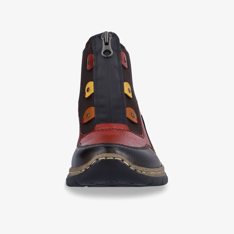 Robuster Schuh mit bequemer Passform, farbigen Details und praktischem Reißverschluss in Frontansicht