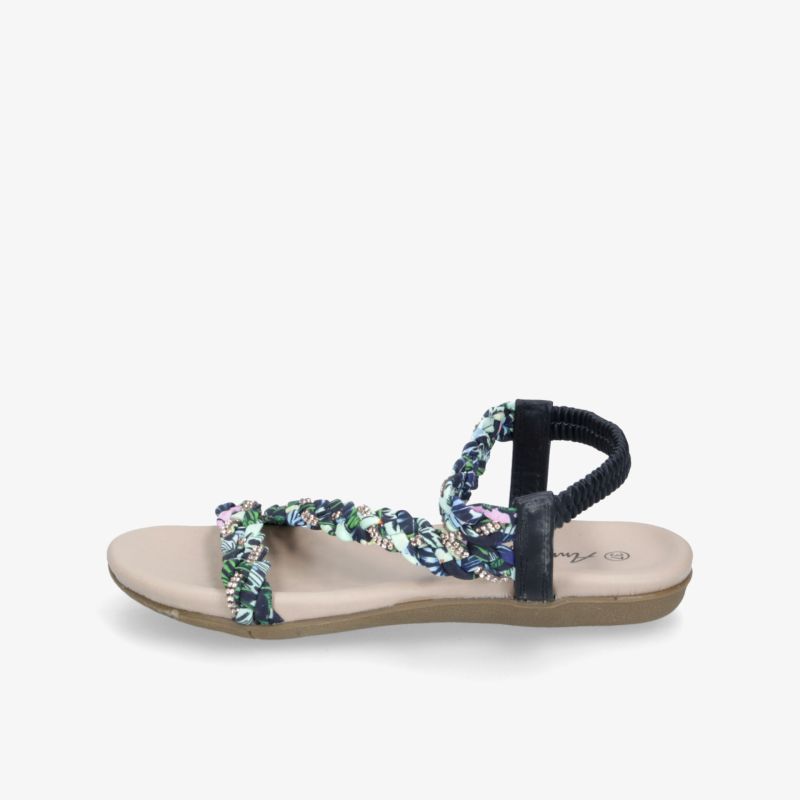 Leichte Sandale mit geflochtenen Riemen und flacher Sohle, ideal für bequemen und flexiblen Tragekomfort