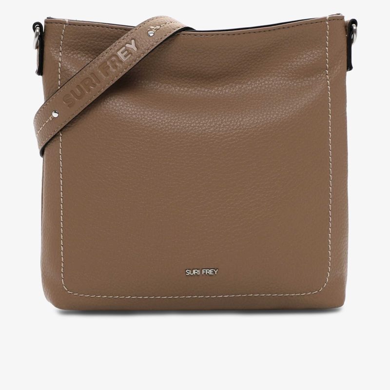 Braune Tasche mit feiner Struktur, verstellbarem Schulterriemen und hochwertiger Verarbeitung, klare stabile Form