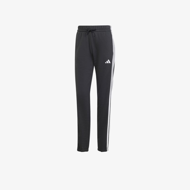 Schwarze Sporthose mit weißen Streifen, bequem und elastisch, ideal für Training und Freizeit