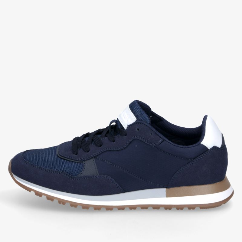 Sportlicher blauer Schuh mit seitlicher Ansicht, atmungsaktiv, leicht und bequem für optimalen Tragekomfort