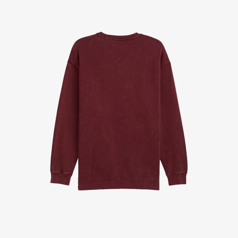 Bordeauxfarbener Langarmshirt mit Rundhalsausschnitt und elastischen Bündchen in Rückenansicht, bequem und vielseitig