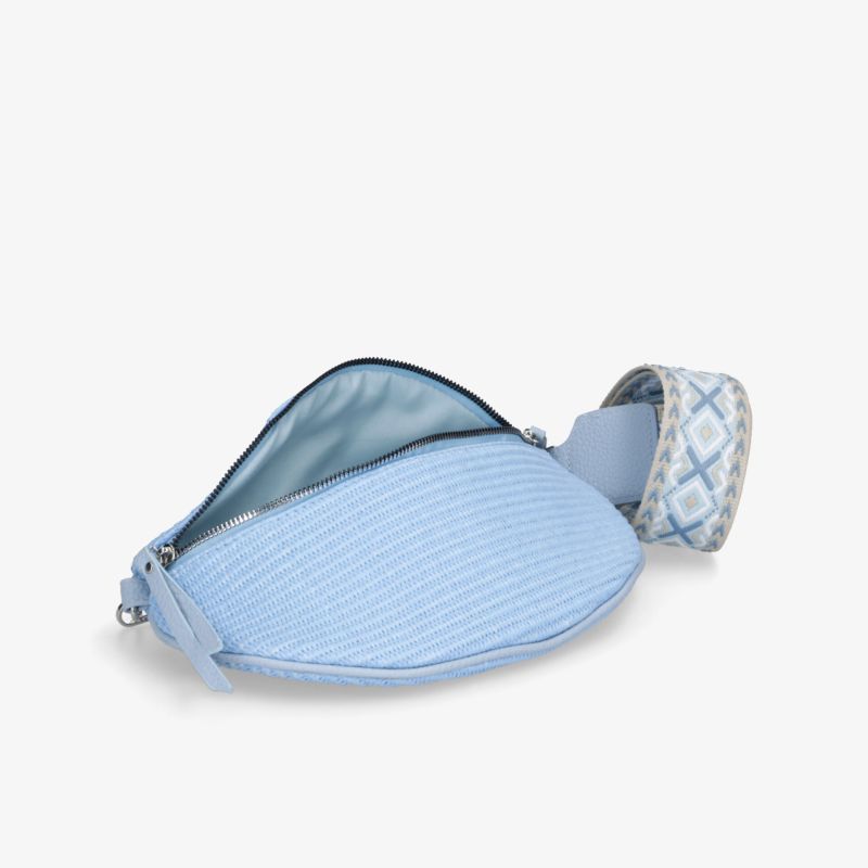 Leichte blaue Gürteltasche mit Reißverschluss und verstellbarem Riemen, kompakt und praktisch für unterwegs