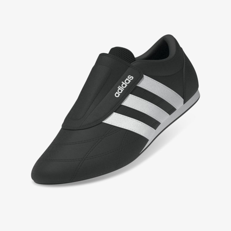 Schwarzer adidas Schuh mit weißem Streifen-Design, sportlich, bequem und robust für vielseitige Aktivitäten