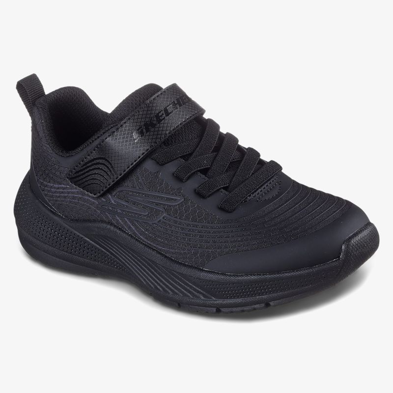 Moderner schwarzer Sneaker mit Klettverschluss und flexibler Sohle für optimalen Tragekomfort.