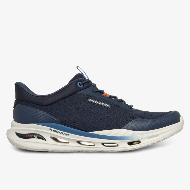 Moderner, leichter und komfortabler Sportschuh mit atmungsaktivem Material und stoßdämpfender Sohle seitliche Ansicht