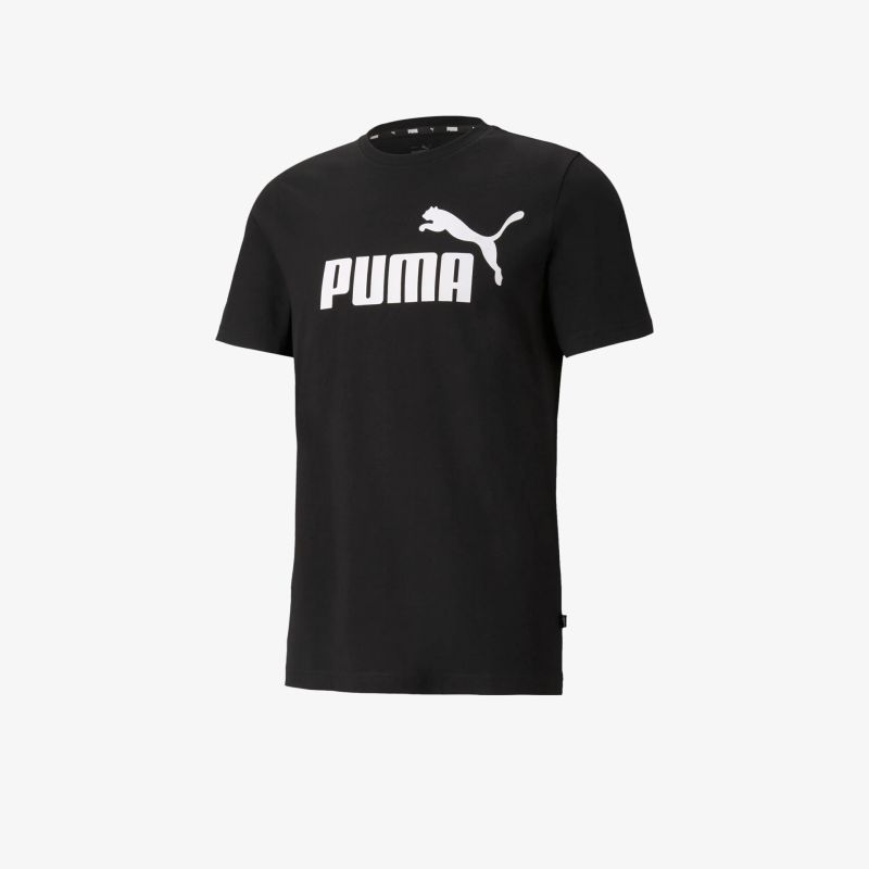 Schwarzes Puma T-Shirt mit großem Logo vorne, bequemer Schnitt und klassischem Design für vielseitigen Gebrauch