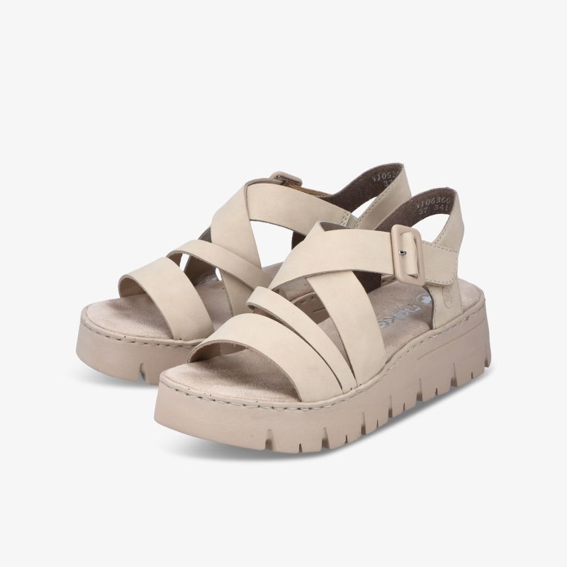 Bequeme beige Sandalen mit verstellbarem Riemen und robuster dämpfender Sohle für hohen Tragekomfort