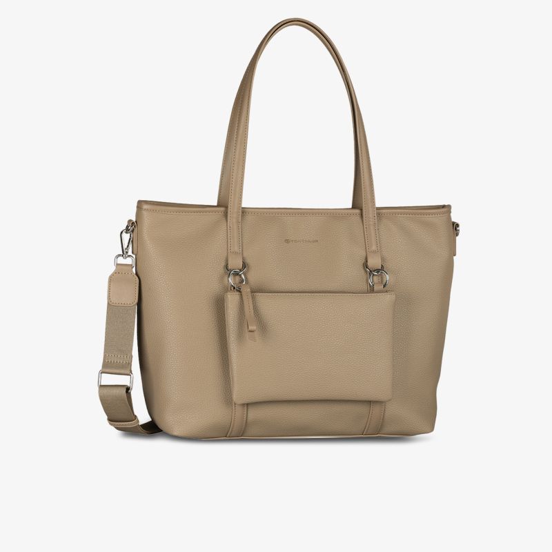 Große Tasche aus weichem Material mit langen Henkeln und abnehmbarer kleiner Tasche, vielseitig verwendbar