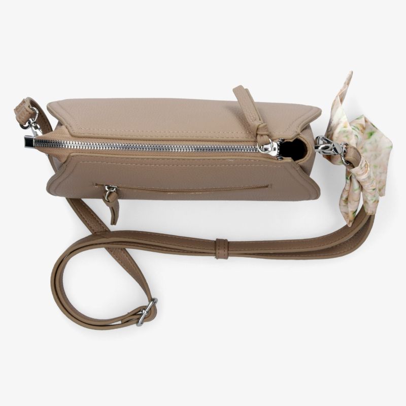 Beige Schultertasche mit elegantem Design und praktischem Reißverschluss, perfekt für den täglichen Gebrauch.